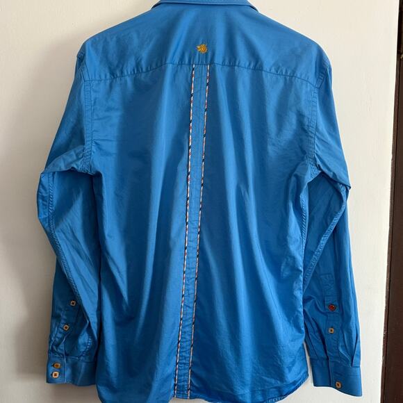 STONE ROSE Red Rivet Collection Blue Button Up Shirt Contrast Cuff | Large - Picture 2 of 8